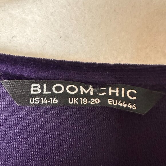 Bloomchic Blouse Top Shirt Velvet Purple Sz 14/16 dragonfly buttons‎ long sleeve - Picture 5 of 8